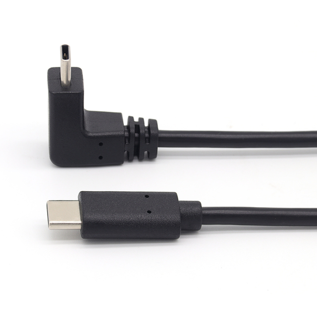 90 Degree USB Right Angle Type C Male to Type C Male Cable 3A Fast Charging Braid Shielding PVC Jacket for Computers