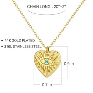 Collier pendentif en chaîne à maillons avec breloque en forme de cœur en acier inoxydable plaqué or pour l'anniversaire des femmes - Product Image 6