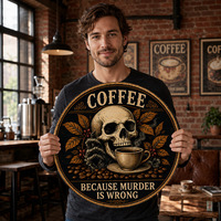 Plaque en métal vintage style gothique sombre, décoration murale rustique pour café, bar ou cuisine, affiche artistique amusante