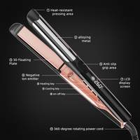 Pelurus Rambut Flat Iron 2 in 1 Pelurus & Pengeriting dengan Layar LED Pemanasan Cepat Suhu Dapat Diatur untuk Rambut Keriting Rusak