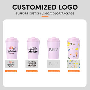 Оптовая Продажа, оптовая продажа, индивидуальная Двойная стенка для горячего и холодного путешествия, 12 унций, чашка для кофе из нержавеющей стали, кружка с цветной крышкой - Product Image 3