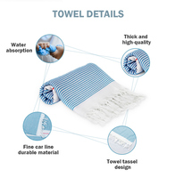 Serviette de bain en microfibre, tissu Jacquard personnalisé, à rayures, sans sable, avec pompon, serviette de plage en Polyester, turque, pièces