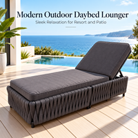 Chaise longue en rotin de haute qualité avec dossier réglable, coussin épais, plusieurs options de couleurs