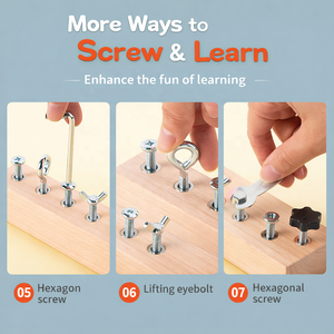 Planche d'entraînement en bois pour <span class=keywords><strong>vis</strong></span> et boulons avec clé et tournevis, ensemble de jeu d'imitation pour enfants - Product Image 3