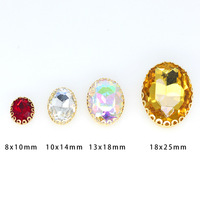 Kancing Kaca Oval G&J dengan Renda, Jahitan Tangan, Berhiaskan Berlian, Keranjang Bunga, Rhinestone untuk DIY, Bebas Nikel, untuk Pakaian, Sepatu, Tas