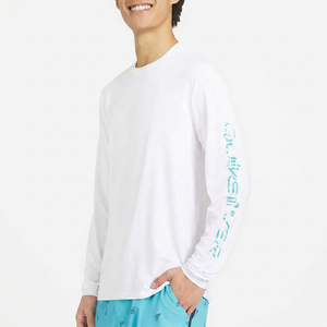 Chemise de surf Quiksilver pour homme, manches longues, blanche, respirante, protection solaire UPF50+, 100% polyester, pour adultes, avec impression de logo - Product Image 1