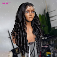 Perruques en Cheveux Naturels à Boucles Volumineuses, Vente en Gros Indienne à Prix Bas, avec Cheveux de Bébé Pré-Épilés, Perruques Frontales en Dentelle HD Transparente pour Femmes Noires