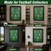 Cadre de présentation de cartes de football 11 emplacements, boîte à ombre avec fond de terrain, décor mural en bois durable et moderne