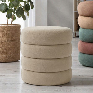 Factory Wholesale Eco-Friendly Contemporary 4-Tier Stacking Soft Cushioned Fabric <b>Stool</b> for <b>Bedroom</b> Hotel Apartment Use-Multiple - Product Image 3