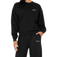 Ensemble de sport décontracté 2 pièces pour femme : Sweat-shirt et pantalon à cordon brodés sur mesure de haute qualité pour le yoga – Collection Automne-Hiver