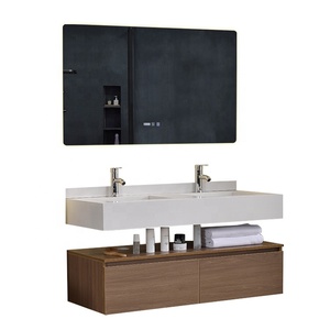 Vente en gros d'usine Meuble-lavabo de salle de bain au design italien moderne <span class=keywords><strong>avec</strong></span> lavabo en céramique et <span class=keywords><strong>miroir</strong></span> intelligent - Product Image 1