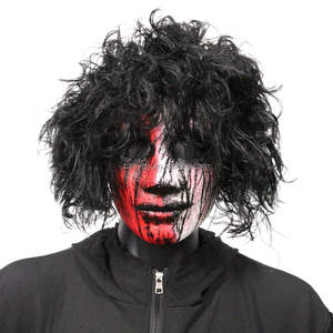 Masker rambut gaya Halloween, topeng rambut Joker tengkorak hitam putih, tema kostum liburan gila untuk pesta pernikahan - Product Image 4