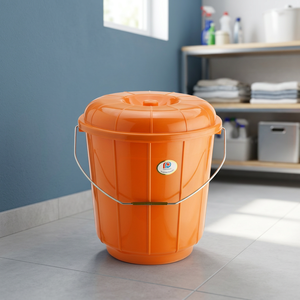 Seau en plastique grand format DYNASTY 11 litres, orange, écologique, multifonctionnel, avec poignée et couvercle en plastique PP, pour intérieur et extérieur - Product Image 3