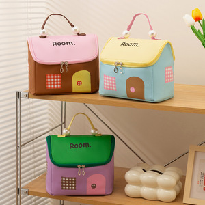 Trousse de maquillage mignonne en forme de mini-maison, grande capacité, compartimentée, pour voyage, toilette, rangement à domicile et salle de bain pour femmes - Product Image 4