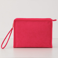 Tas Kosmetik Perjalanan Outdoor Portabel Terry Pink Resleting Personalisasi Ramah Lingkungan Grosir Harga Spesial untuk Wanita