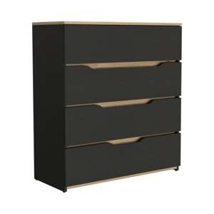 Cómoda Aralia con 2 Mesitas de Noche Omaha, Juego de Dormitorio en Negro y Roble Claro - Product Image 3