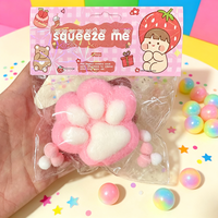 Jouet Squishy Patte de Grand Chat Floqué, Jouet Anti-Stress Mochi en TPR Non Collant, Jouet Kawaii Coloré pour Soulager le Stress, Idéal pour Collection ou Cadeau