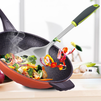 Ensemble d'ustensiles en acier inoxydable 304 à poignée souple 2025, style épuré, logo personnalisé pour la cuisine domestique, compatible lave-vaisselle