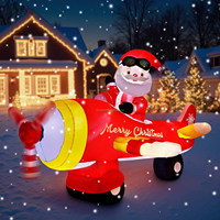 Avion de Noël gonflable de 8 pieds avec Père Noël et éclairage LED, décoration de Noël pour jardin, pelouse, maison, extérieur, fête de fin d'année