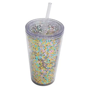High Quality Cheap Price Cup Double Wall Plastic Reusable Mugs Plastic Travel Cups With Lids And Straw