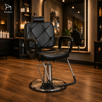 Fauteuil de Barbier en Cuir Durable de Haute Qualité avec Accoudoirs et Base à Pompe à Huile pour Salon de Coiffure (Vente en Gros)