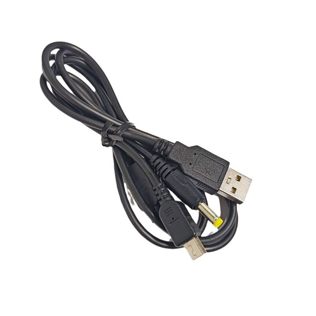 2 in 1 USB Charging Data Cable MiniT Port DC4.0 for PSP 1000 2000 3000 Game Console Black