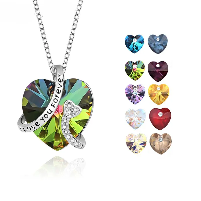 Hot Selling For Fit Swarovski Crystal Necklace Women's S925 Sterling Silver Ocean Hearts Heart Clasp Bracelet Mother Valentine's