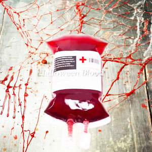 Bolsa de plástico de 150ml y 350ml, Impresión de huecograbado de alta calidad, bolsa de embalaje de una sola <span class=keywords><strong>sangre</strong></span> para bebidas de Halloween, bolsa con caño de retorta de pie - Product Image 1