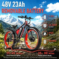 Vélo de montagne électrique EOEOTWO E01 Max pour adultes, 26 pouces, moteur avant 3000W, batterie lithium 48V 23Ah, 60-70+ milles d'autonomie, double frein, 7 vitesses