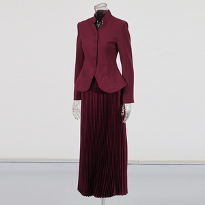 Completo Elegante da Donna in Due Pezzi, Design con Ricamo 3D, <span class=keywords><strong>Blazer</strong></span> e Gonna a Vita Alta Plissettata, Set Chic - Product Image 6