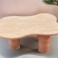 Table basse moderne de luxe en travertin beige Meubles convertibles en pierre pour le salon Meubles de maison