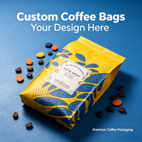 Sachet à café imprimé en héliogravure avec valve et fermeture éclair, pochette en aluminium anti-humidité pour grossistes et marques