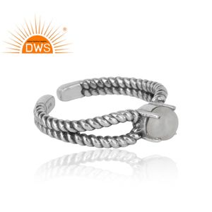 Anillo de piedras preciosas de piedra lunar arcoíris, anillo de Plata de Ley 925 de diseñador antiguo, fabricante de joyas, Colección delicada - Product Image 3