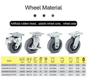 Anpassbare 4-Zoll-Lenkrollen, 5-Zoll-, 6-Zoll-, 8-Zoll-Schwerlast-Festrollen aus TPR-Kunstgummi für Industrieanwendungen - Product Image 6