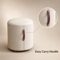 Pouf rond rembourré avec poignée, repose-pieds portable pour chambre à coucher, salon, maison et dressing