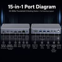 Base de Conexión TB5 15 en 1 HDTV DP 140W USB4 TB3/TB4 80Gbps NVMe 8TB 2.5G Ethernet Plug&Play para MacBook/Windows PC en Stock