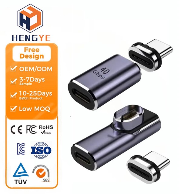 Magnetic Adapter 100W USB 4.0 Type C Magnetic Charger Connector for Phone USB C Device Usb c Male to Usb Female Converter