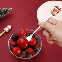 Cadeaux souvenirs de Noël Cuillère à thé et fourchette Ensemble de couverts dorés de Noël Cadeau pour la fête