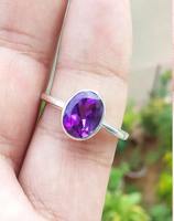 Bague en argent sterling 925 avec améthyste violette naturelle, pierre de naissance de février, bijou élégant pour femme