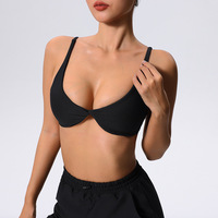 Soutien-gorge de sport léger effet seconde peau pour femme, antichoc, avec bretelles, rembourré, respirant, pour yoga et fitness
