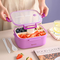 Boîte à bento pour enfants et adultes, boîte à goûter à 3 compartiments avec couvercle, boîte à lunch réutilisable, contenants pour la préparation des repas pour le bureau, les pique-niques et les voyages