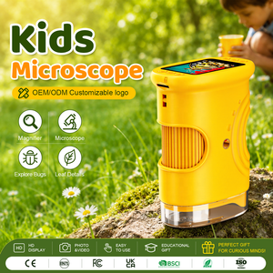 Cadeaux de Noël et d'anniversaire pour enfants, jouets éducatifs scientifiques, mini microscope numérique portable pour enfants avec LED et loupe - Product Image 1