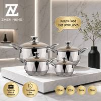 Batterie de cuisine professionnelle en acier inoxydable de qualité alimentaire Zhenneng, ensemble de 4 casseroles (20cm, 22cm, 24cm, 26cm) pour camping en extérieur