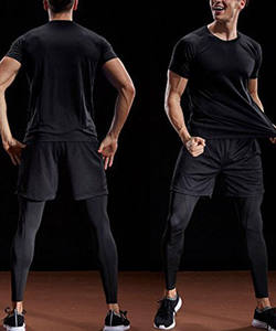 เสื้อยืดแห้งแบบกำหนดเองพิมพ์ลายสีดำสำหรับเล่นกีฬาแขนสั้นแร็กแลนใส่ไปยิมฟิตเนสวิ่ง - Product Image 2