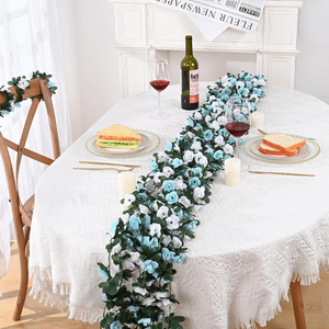 Cross-border Artificial Rose <b>Vine</b> 2.5m White And <b>Light</b> Blue Silk Flower For Home Ceiling Decoration - Product Image 2