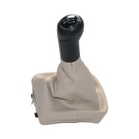 Palanca de cambio de marchas de 5 velocidades con tapa negra, cubierta de cuero antipolvo Beige, perilla de cambio de marchas de coche para VW Polo 9N2/9N3