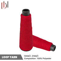 Fil fantaisie teint Zhu Lan 15NM-1 21NM-1 100% polyester rouge vif texture bouclée