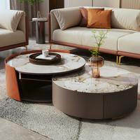 Table basse italienne moderne de luxe, nouveaux meubles chinois pour le salon, nouveau design rond à vent crème