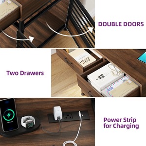 Şarj istasyonu çekmeceler ve raflar ile ahşap köpek sandık mobilya büyük köpekler için çok fonksiyonlu köpek kulübesi mobilya - Product Image 5