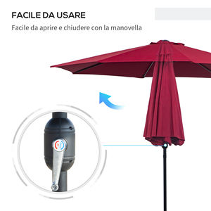 Outsunny Parasol de jardin 3x2.5 m inclinable avec poteau amovible, en métal et polyester rouge foncé - Product Image 5